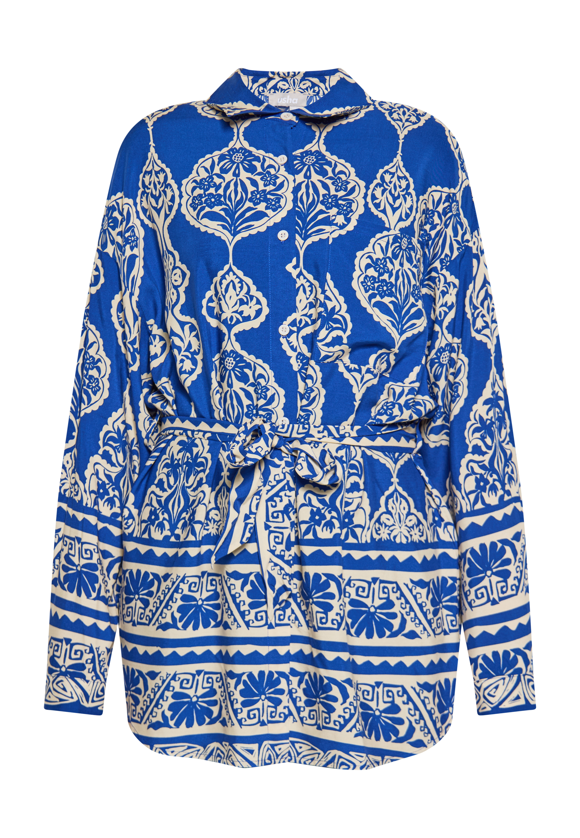 usha Bluse Damen royalblau Creme Image