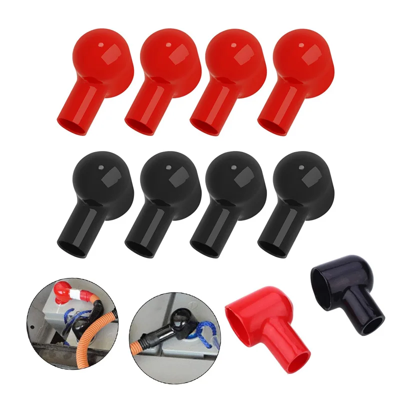 Batterieklemmen-Stiefel, isolierende Abdeckungen, rote/schwarze PVC-Kabelschuh-Schutzabdeckung, Kabelschuhkappen, Autobatterie-Kathode, positiver Anschluss Image