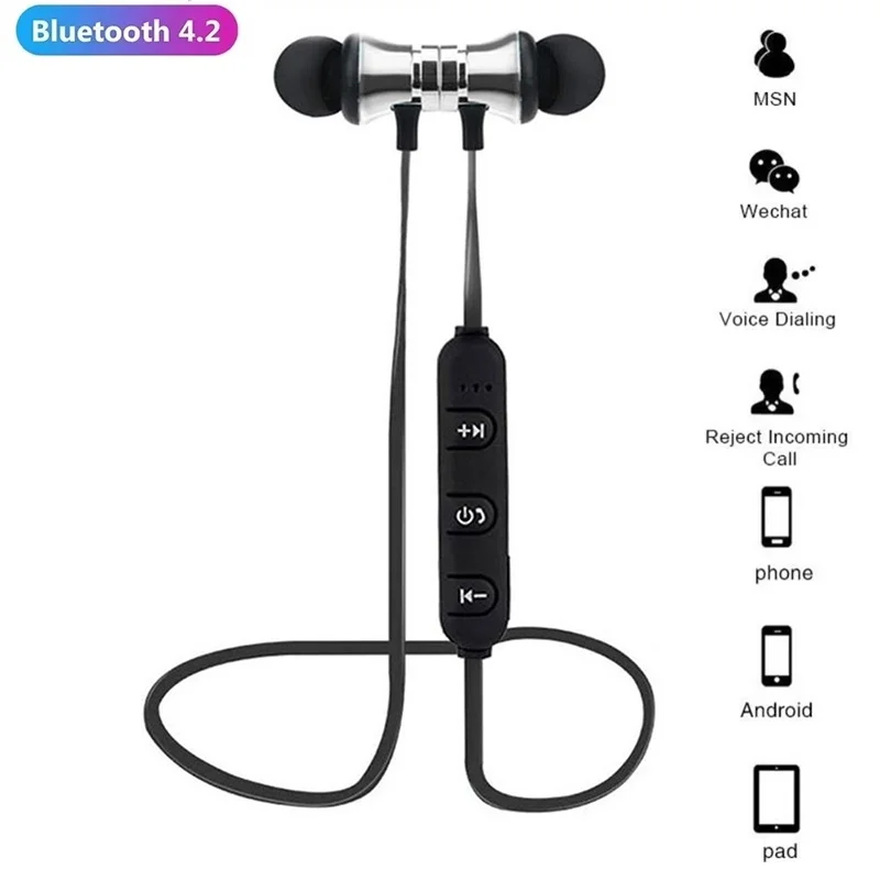 Sport Kopfhörer In-Ear Drahtlose Bluetooth Magnetische Kopfhörer Wasserdichte Ohrhörer Stereo Musik Headset Mit Mikrofon Für Handy Image