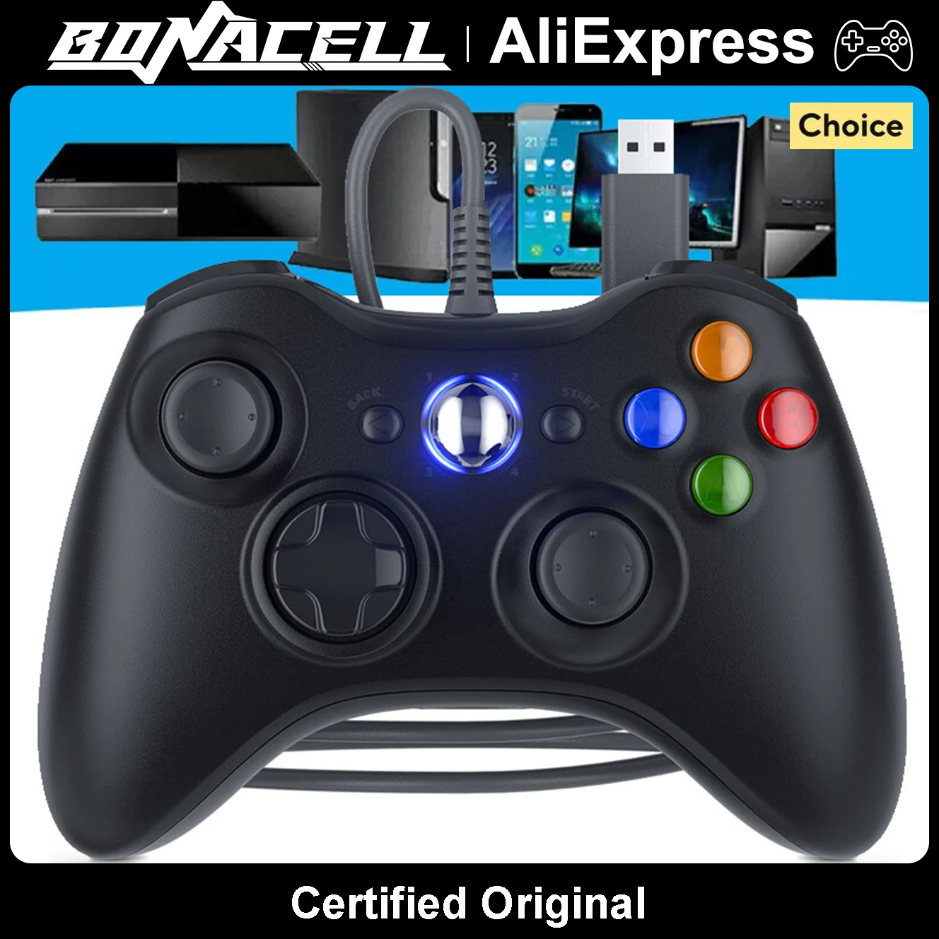 Manette filaire pour Xbox 360/Slim, Joystick de jeu sans fil 2.4G, télécommande, manette de jeu à 6 axes, double vibration, poignée de jeu vidéo