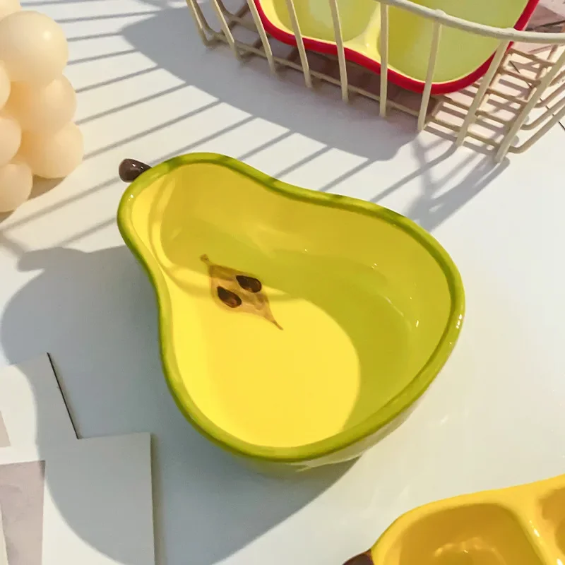 Keramik-Tauchschale, Haushaltsgeschmackschale, fruchtförmiges Schale, Esstisch, hoher ästhetischer Wert, Apfel- und Banane-Gewürz-Snack-Schale Image