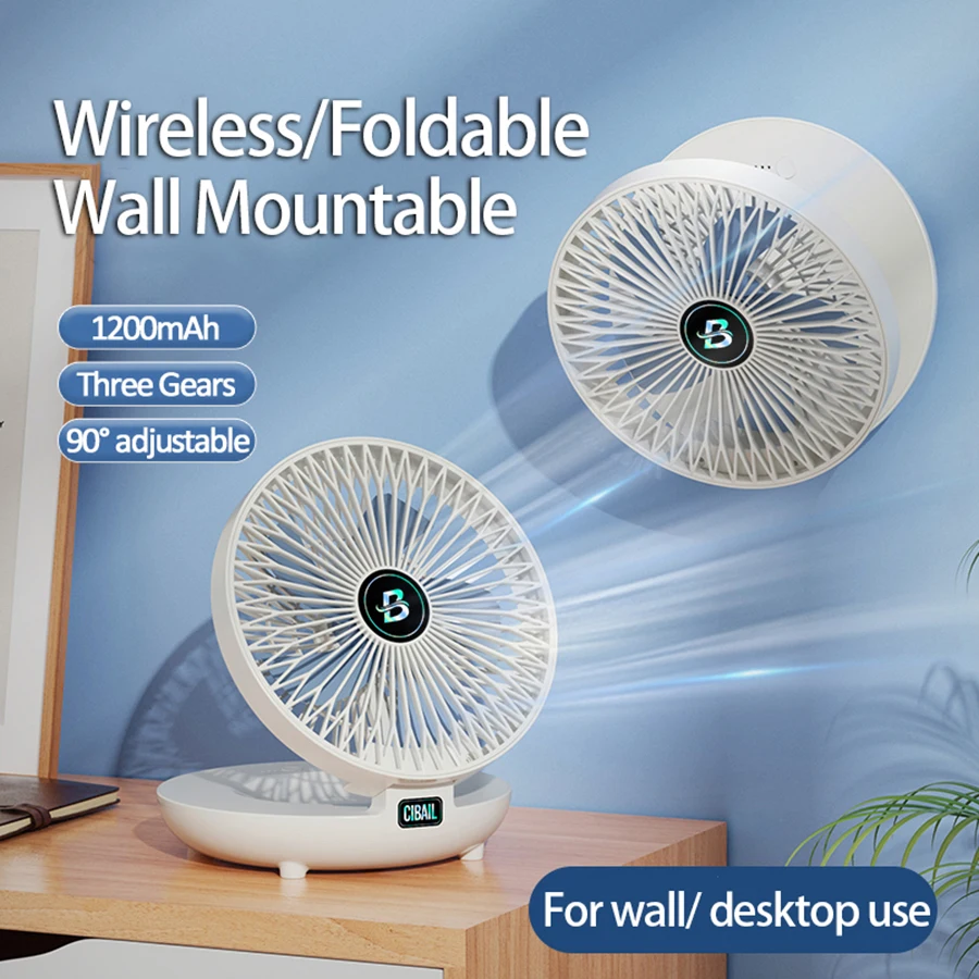 2024 der beliebteste 2 in1 tragbare Lüfter Klimaanlage Wand ventilator wiederauf ladbarer Falt ventilator mit 3 Gängen für das Home Office Image
