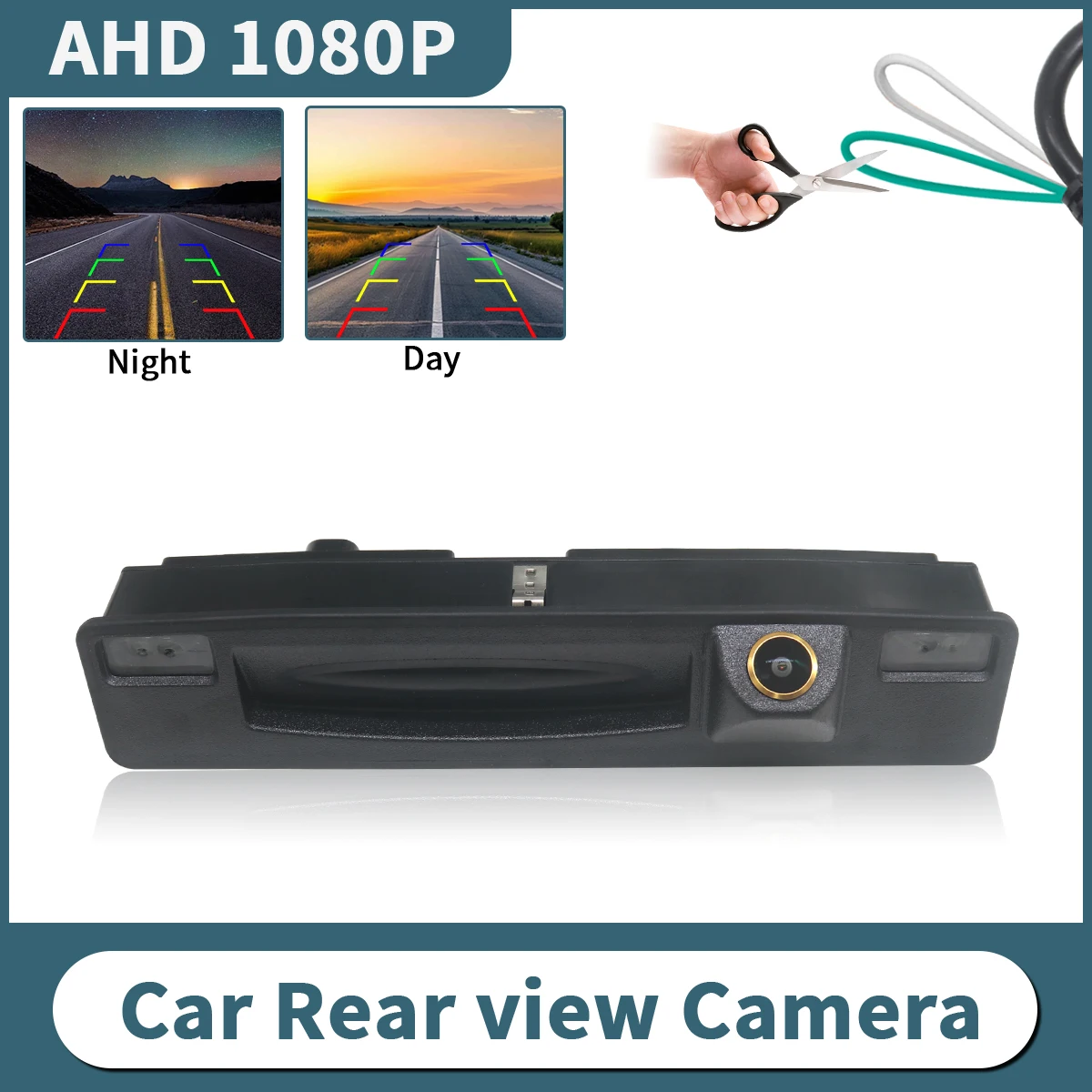 AHD 1080P 170 ° Fahrzeug Kofferraum Griff Rückansicht Rückfahrkamera Für Ford Focus 2015 2016 2017 2018 2019 Wasserdichte Auto Image