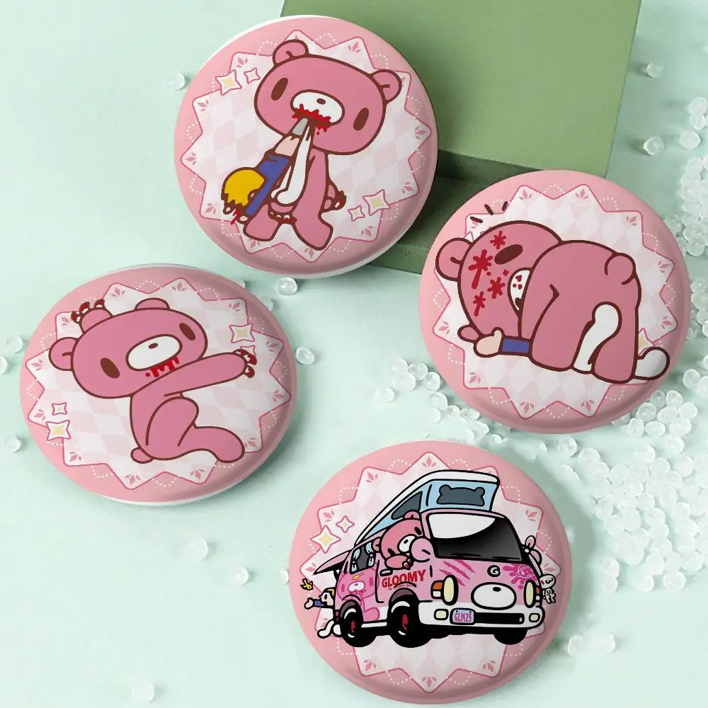 1PC Rosa Cartoon Gloomy Bär NETTE Abzeichen Anime Runde Laser Abzeichen Cartoon Brosche Kleidung Rucksack Zubehör Revers Image