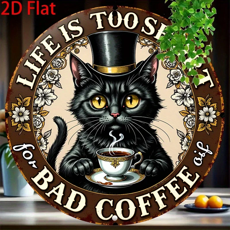 2D Flat, 1 Stück, 2D Flat Retro Round Aluminium Signs, Decorative Plaque & Signs, Retro Funny Plaque Decor Wall Art, Kitchen Decor, g Image