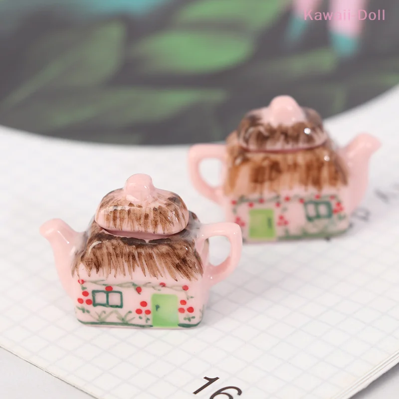 1 Stücke 1/12 Miniatur Puppenhaus Schöne Porzellan Tasse Wasserkocher Geschirr Küche Spielzeug Image