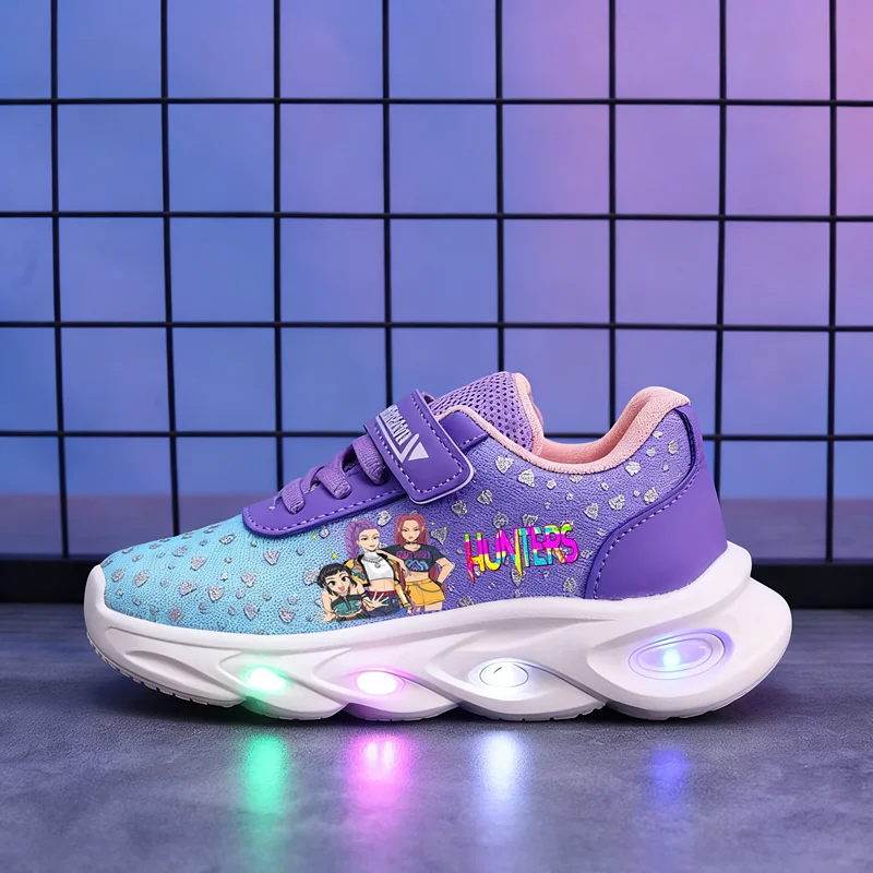 Enfants chaussures LED KPop démon chasseurs chaussures enfants lumières baskets 2-6 ans bébé brillant baskets enfant en bas âge Prewalker chaussures