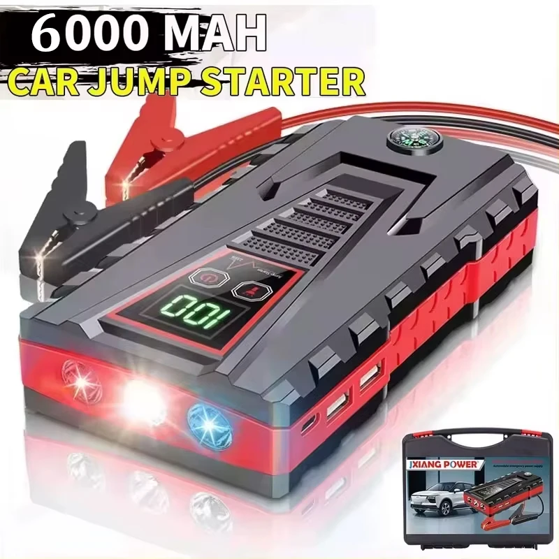 Démarreur de voiture portable 6000 mAh, crête 5000 A, chargeur de batterie 12 V, équipement de démarrage automobile, batterie d