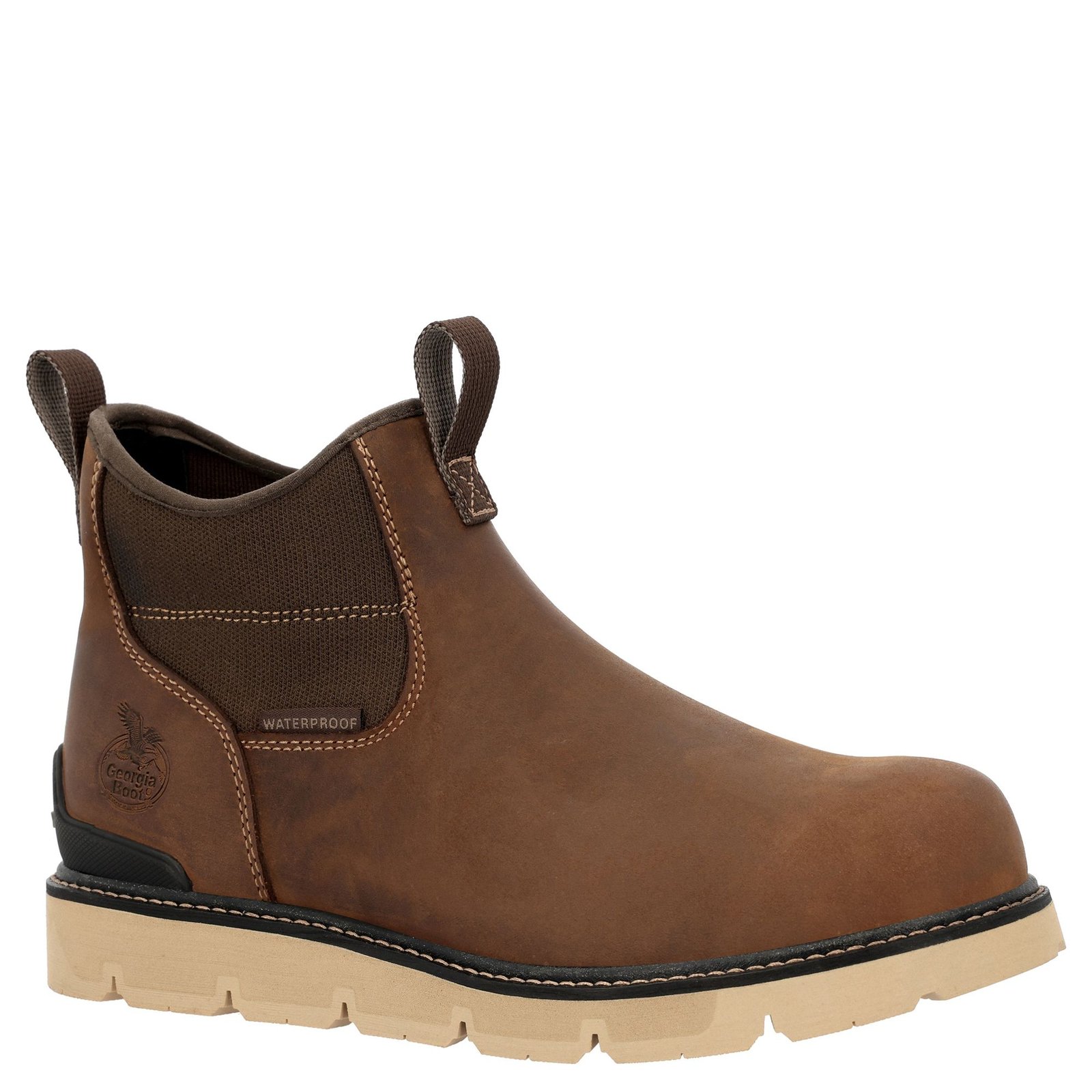 Georgia Boot Carbon-Flex Wedge Chelsea Boot - Mens 8.5 Brown Boot Medium