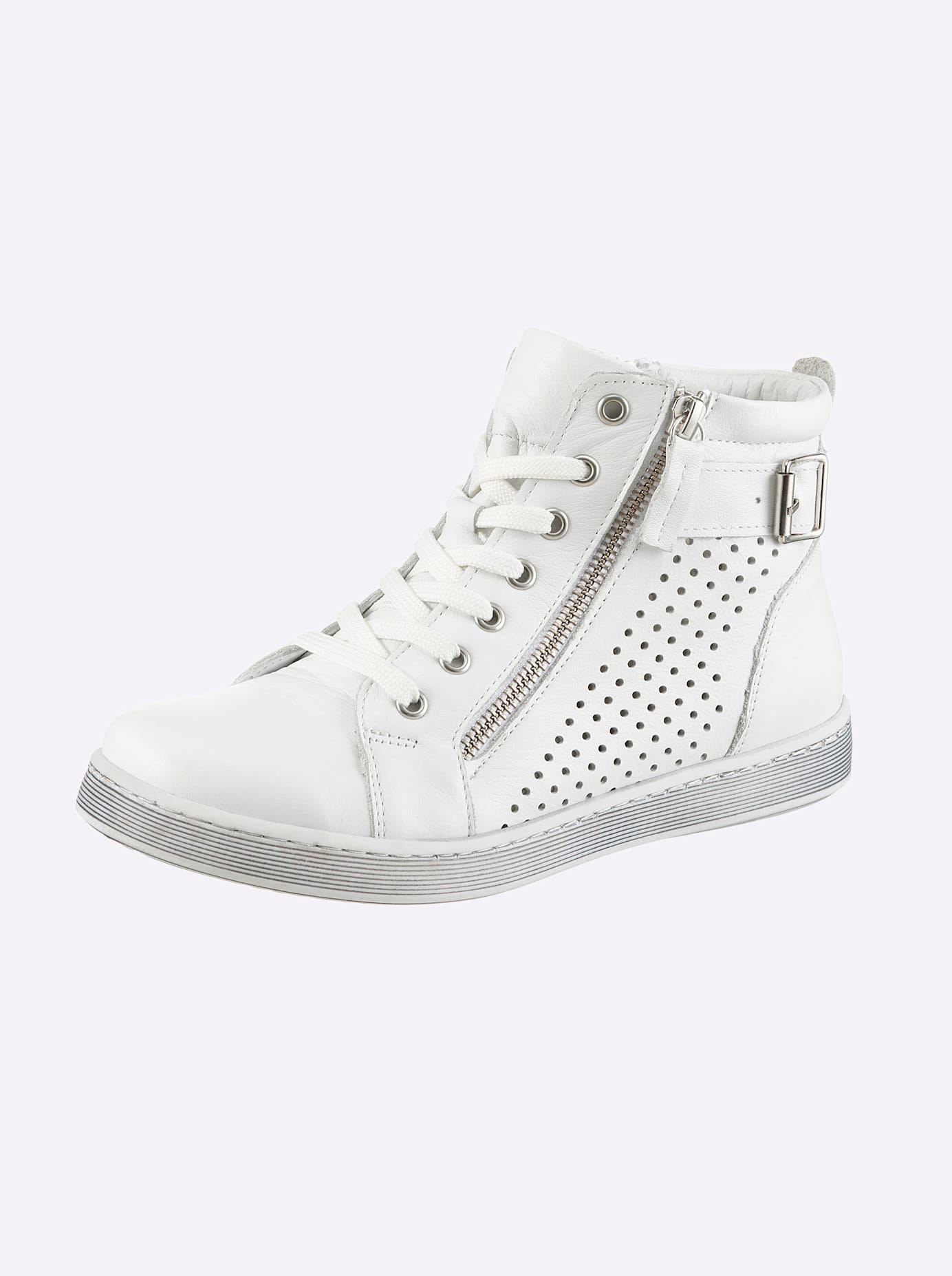 Schnürstiefelette ANDREA CONTI, Damen, Gr. 41, weiß, Glattleder, Leder, Rindsleder, Schuhe Schnürstiefelette