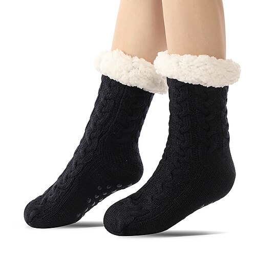 Ultradicke Kaschmir-Haussocken für Damen, rutschfeste, flauschige Haussocken mit Noppen, warme, kuschelige Weihnachtssocken, weiche Wintersocken Image