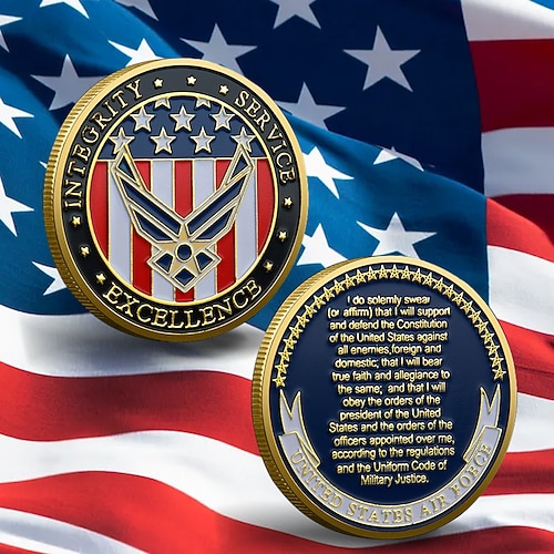 Gedenkmünze der US-Luftwaffe – Jubiläumsmünze zum 250-jährigen Bestehen, Sammlerstück mit amerikanischem Adler, doppelseitiges Metall-Souvenir für Veteranen, patriotisches Geschenk für Angehörige der Image