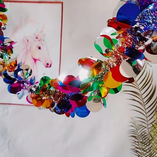 Glitzernde Pailletten-Girlande – festliche Girlandenbänder für Partys, Hochzeiten, Geburtstage, Feiertage und als Weihnachtsbaumschmuck, funkelnde Hängegirlande für Zuhause Event-Styling Image