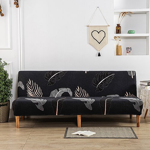 3 verschiedene Größen bedruckter Stoff Stretch-Sofabezug, Überzug für armlose Sofas, elastischer Bankbezug, Neujahrsdeko-Schutz Image