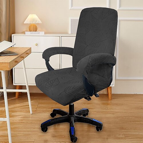 3-teiliges Set Bürostuhlbezüge, ganzjährig tragbar, modern, elastisch, mit Blattjacquardmuster, maschinenwaschbar Image