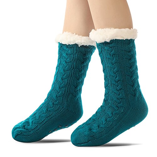 Ultradicke Kaschmir-Haussocken für Damen, rutschfeste, flauschige Haussocken mit Noppen, warme, kuschelige Weihnachtssocken, weiche Wintersocken Image