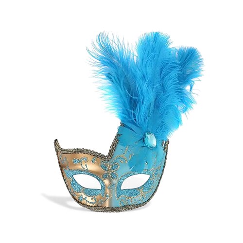 Damen lila Feder-Maskerade Mardi Gras Maske - Glitzernde venezianische Halb-Mardi Gras Maske mit goldenen Akzenten für Karneval Kostümbälle und glamouröse Partys Image