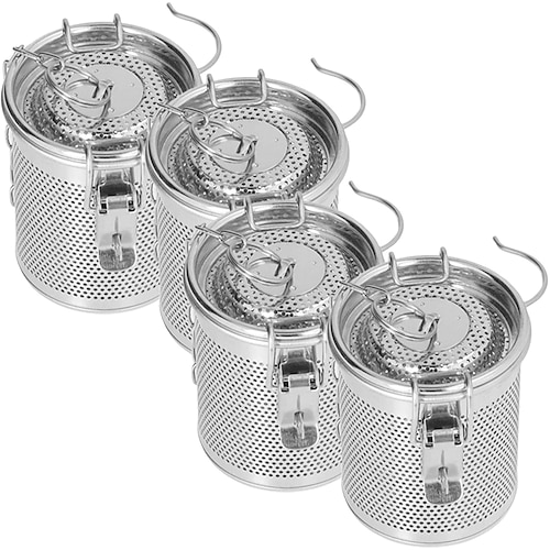 Gewürzsieb aus Edelstahl, Gewürzfilter, Kochgewürzfilter mit Netzdesign, Teesieb, Suppengewürz-Trennkorb mit Kettenhaken für Zuhause und Restaurant Image