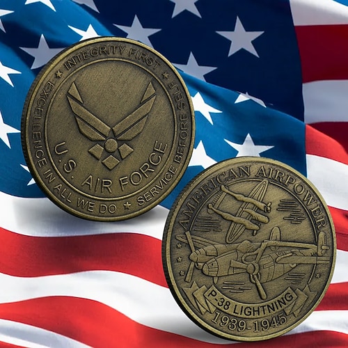 Gedenkmünze der US-Luftwaffe – Jubiläumsmünze zum 250-jährigen Bestehen, Sammlerstück mit amerikanischem Adler, doppelseitiges Metall-Souvenir für Veteranen, patriotisches Geschenk für Angehörige der Image