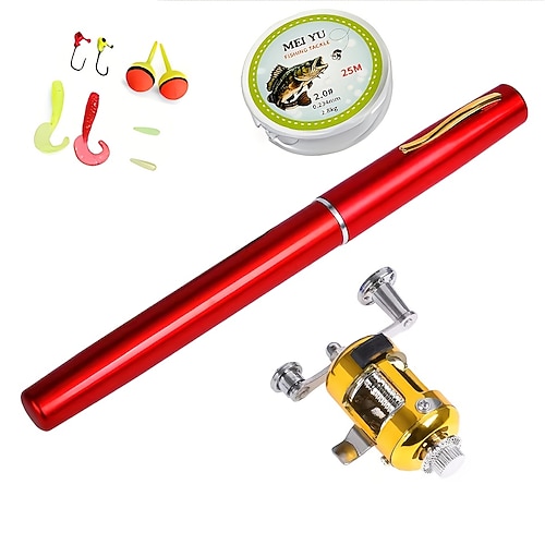 Kompaktes, tragbares Angelset für unterwegs, doppelseitiges Teleskop-Angelset mit Rolle aus Aluminiumlegierung, beidhändig bedienbar, schnelle Aktion, ohne Akku, ideal für Anfänger – Angelset fürs Image