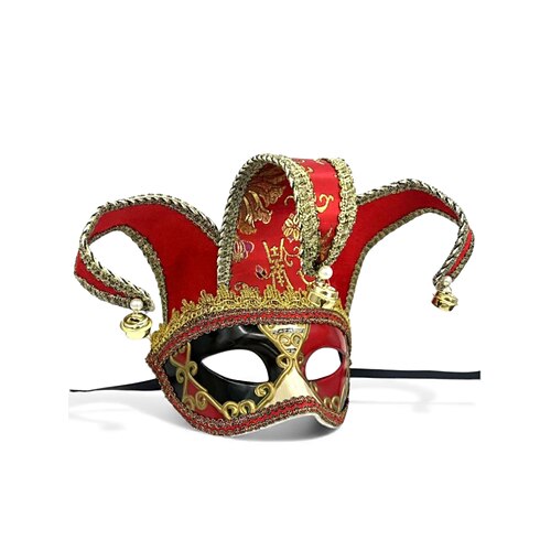 Damen Barocke Gaukler Venezianische Maskerade-Maske - Rote und goldene Samt Karneval Kostümazubehör für das Venedig Festival Mardi Gras und Maskerade-Partys Image