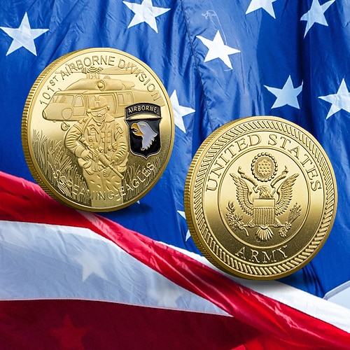 Gedenkmünze der US-Armee – 250. Jahrestag, Sammlerstück mit amerikanischem Adler, doppelseitiges Metall-Souvenir für Veteranen, patriotisches Geschenk für Soldaten Münzsammler Image
