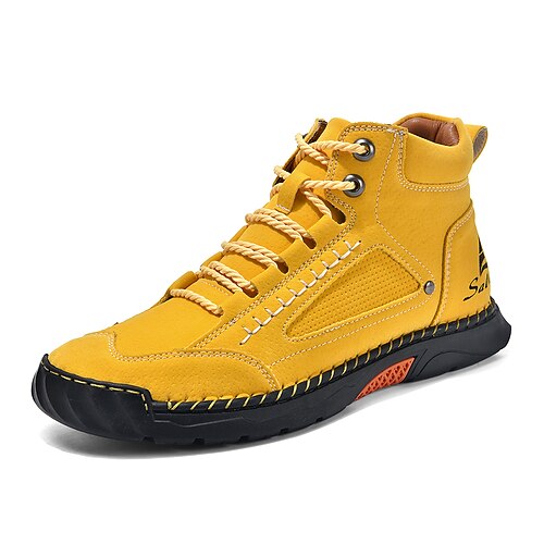 Rote Wildleder-Sneaker für Herren mit hohem Schaft und vom Wandern inspiriertem Design – trendige und sportliche Schuhe für Freizeit und Outdoor-Aktivitäten Image