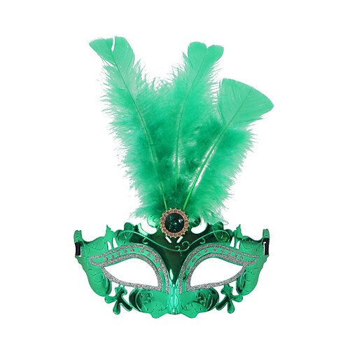 Damenschuhe Mardi Gras mit roter Feder-Venezianischer Maskerade Maske - Elegantes lasergecuttes Karneval Kostüm-Zubehör für das Venedig Festival Mardi Gras Cosplay Maskenpartys Image