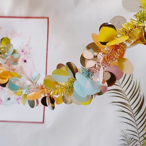 Glitzernde Pailletten-Girlande – festliche Girlandenbänder für Partys, Hochzeiten, Geburtstage, Feiertage und als Weihnachtsbaumschmuck, funkelnde Hängegirlande für Zuhause Event-Styling Image