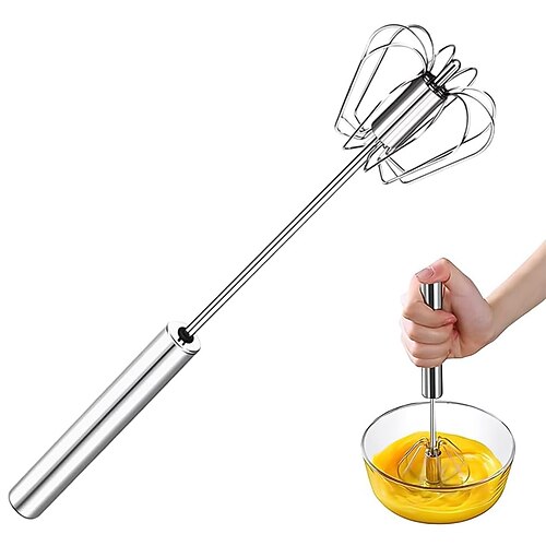 Eierbesen aus Edelstahl, Handrührgerät mit Drehfunktion, vielseitiger Milchaufschäumer, Handmixer mit Rührfunktion zum Mischen, Schlagen und Rühren. Rühren (33 cm/13 Zoll) Image