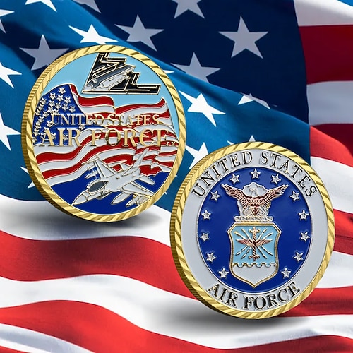 Gedenkmünze der US-Luftwaffe – Metall-Challenge-Coin zum 250. Jahrestag der Vereinigten Staaten, Sammlerstück aus Eisen, patriotisches Souvenir und Geschenk für Veteranen Flieger Image