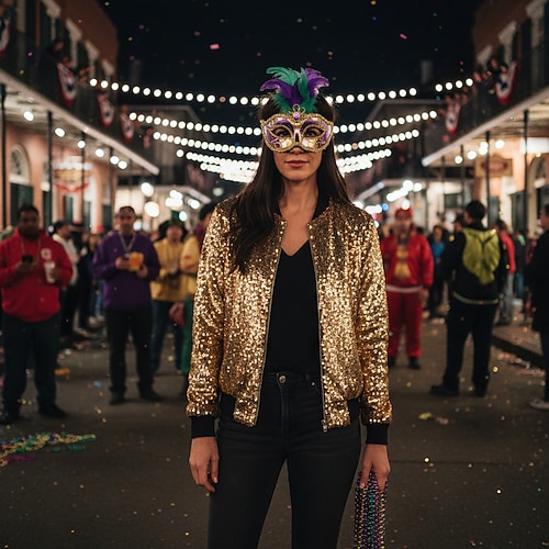 Karneval Mantel Jacke Erwachsene Damen Karneval Fetter Dienstag Karnevalsparade Party Club Pride Parade Einfaches Karnevalskostüm Verkleiden Image