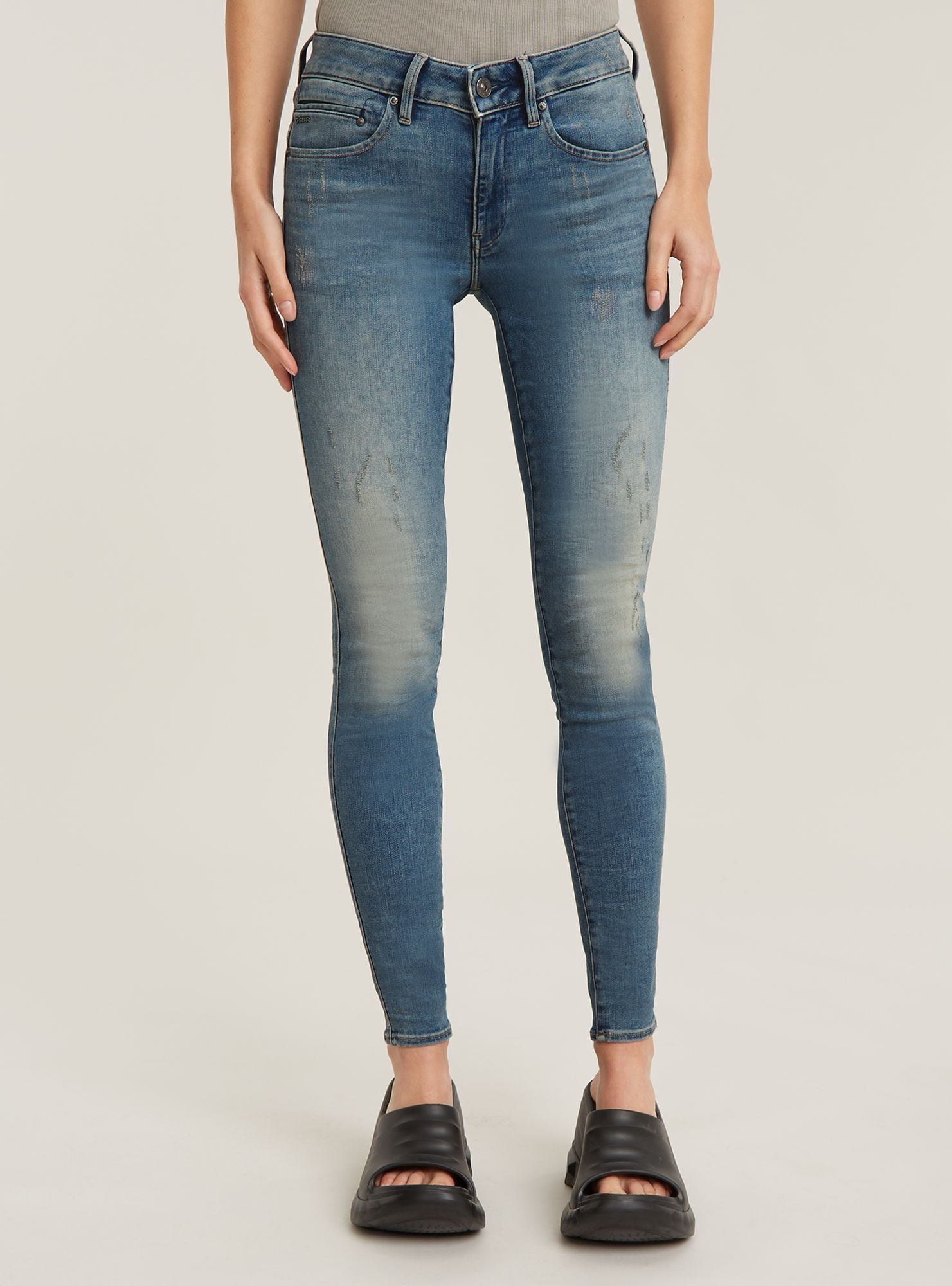 Regular-fit-Jeans G-STAR "Midge Zip Skinny Jeans", Damen, Gr. 23, Länge 32, lt vintage aged destroy, Obermaterial: 7% Elastomultiester, 1% Elasthan, Jeans