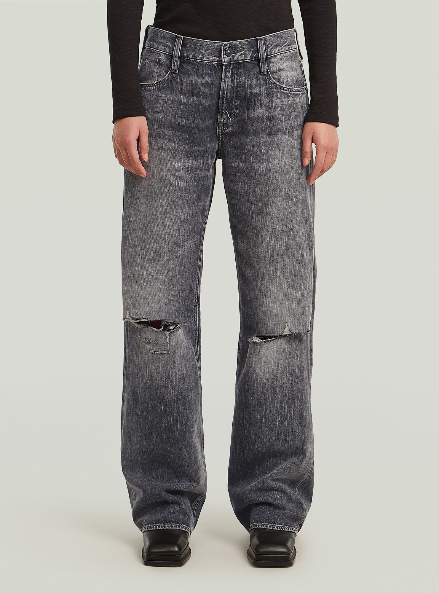 5-Pocket-Jeans G-STAR "Judee Low Waist Loose Jeans", Damen, Gr. 31, Länge 34, faded scoria grau destroyed, Obermaterial: 100% Baumwolle, Jeans 5-Pocket-Jeans