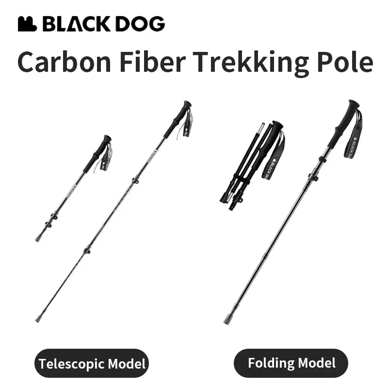 Naturehike BLACKDOG Ultraleichter Trekkingstock aus Kohlefaser, zusammenklappbarer/teleskopischer Wanderstock, verstellbarer Kletterstock, 1 Stück Image