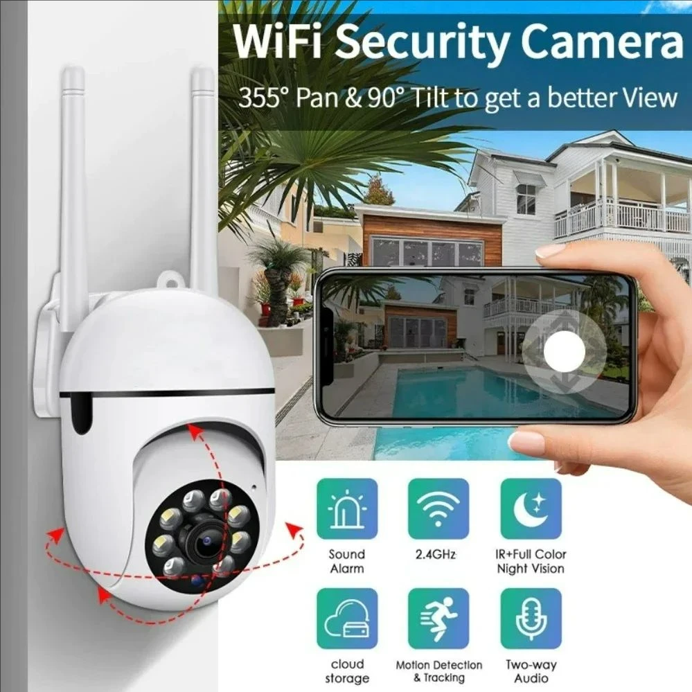 2,4G Wifi Video Überwachung Kamera CCTV PTZ IP Kamera Smart Human Tracking HD Zoom Nachtsicht Volle Farbe Im Freien wasserdicht Image