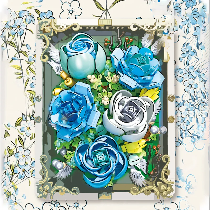 Jiexing JJ9028-29 Kreative Serie Simulation Blume Ozean Herz Mittsommer Termin Modell kinder Bausteine Image