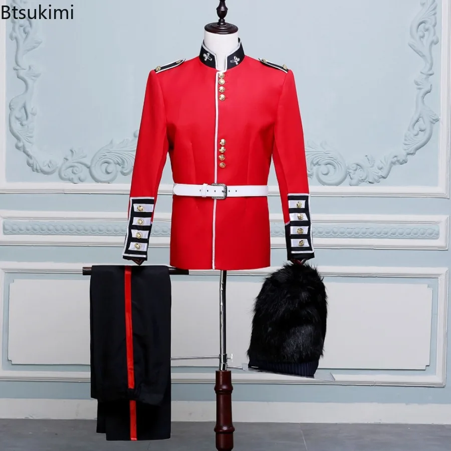Halloween-Kleidung für Männer, britische königliche Garde, Uniform, Cosplay-Kostüme, Tunika, Jacke, Wachen, Outfit, Party, Leistung, 2-teilige Sets Image