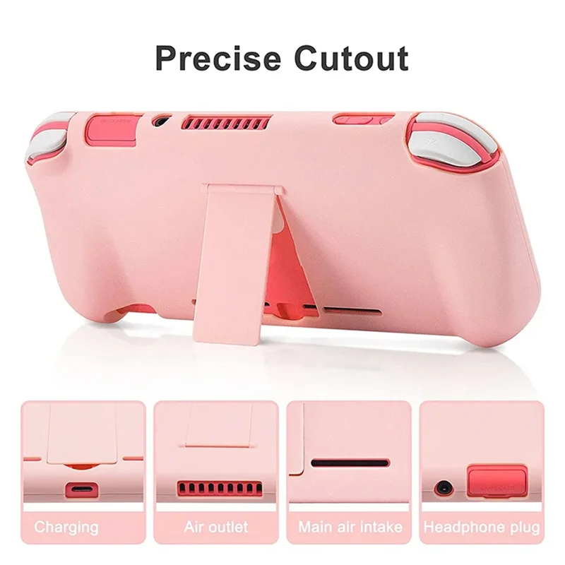 ABZZ-Pink Protection Case For Nintendo Switch Lite With Kickstand Hard Case For Nintendo Switch Lite Games Console With Stand