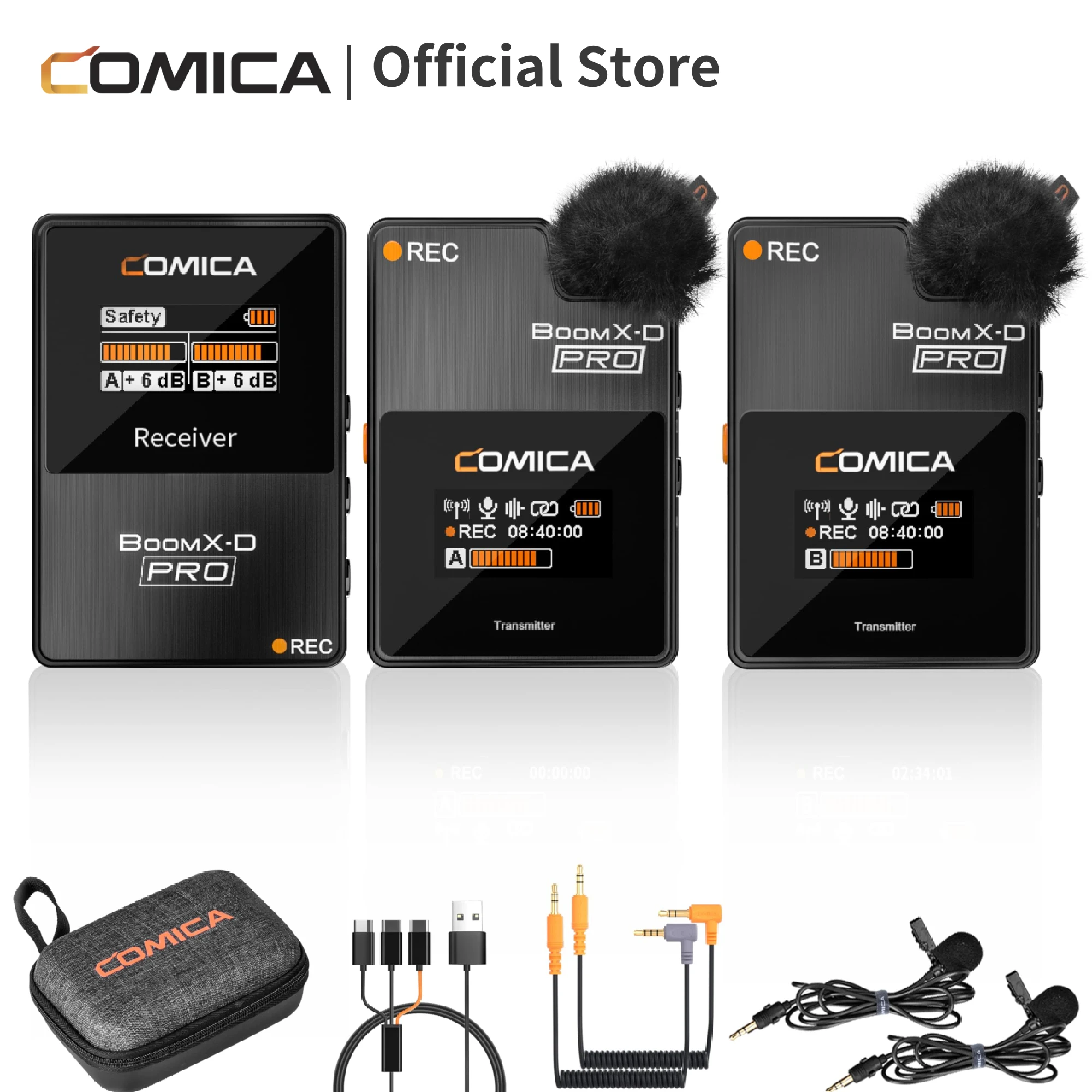 Comica BoomX-D PRO Drahtloses Mikrofon für Canon Nikon Sony Fujifilm Kamera Smartphone PC, 2,4 G kabelloses Ansteckmikrofon für Audio Image