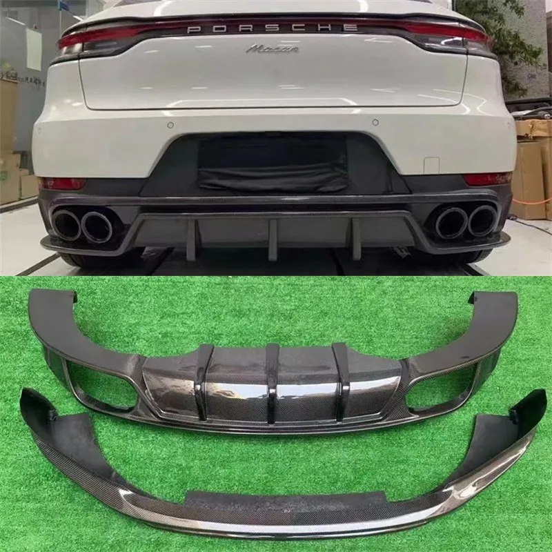 Per Porsche Macan 2014-2022 Reale In Fibra di Carbonio Labbro Anteriore Paraurti Anteriore Labbro Inferiore Sotto Diffusore Posteriore Spoiler Splitter Body Kit