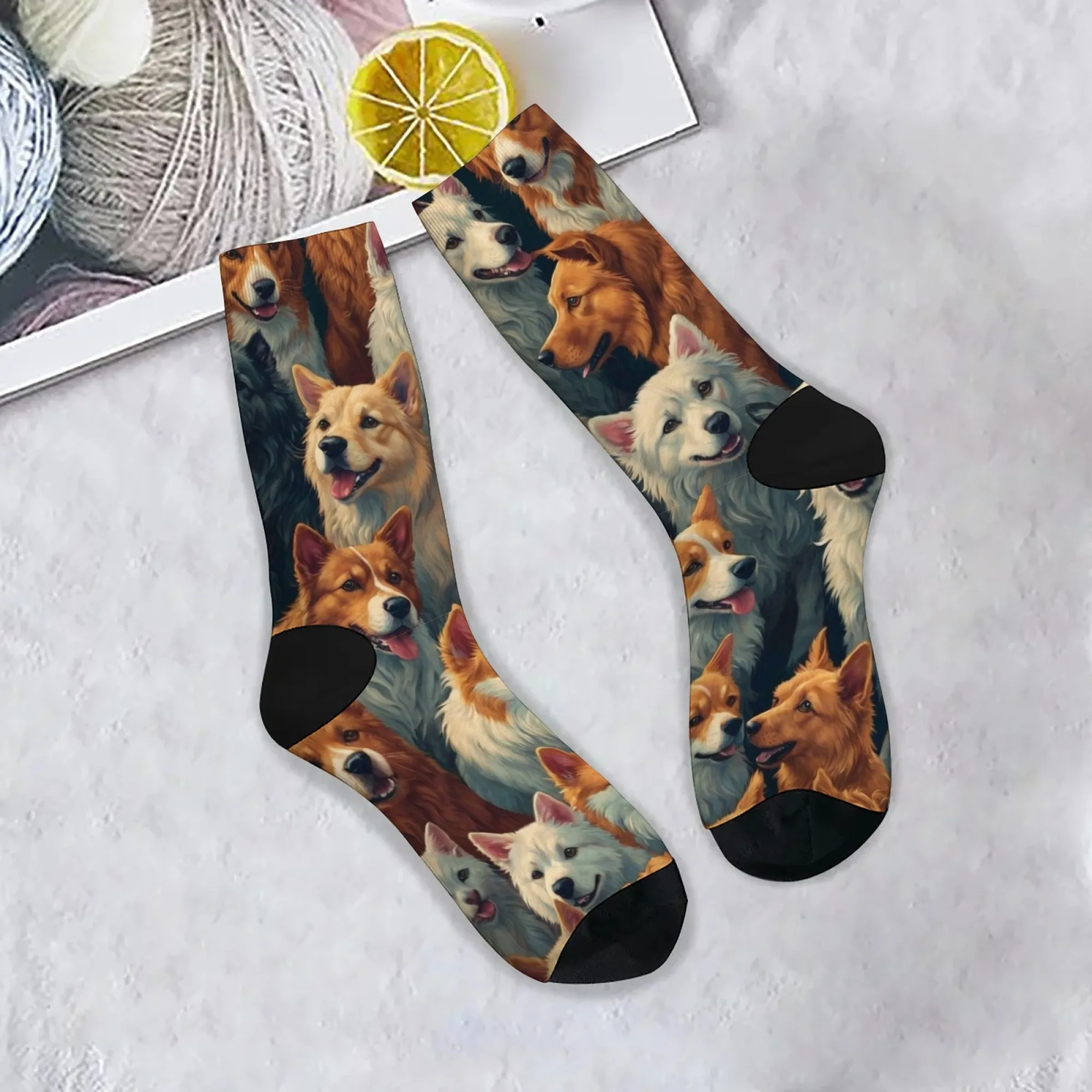 Haustier Hund Thema Druck Herrensocken süße Hund Element Zubehör Neuheit Harajuku Trend Straße Hip-Hop Kompressionssocken Party Geschenk