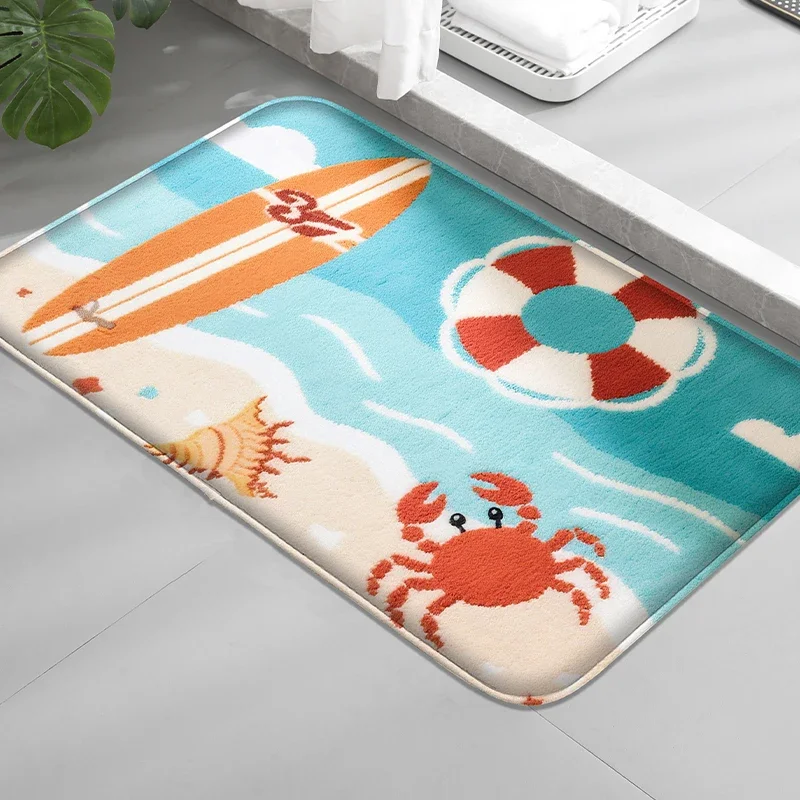 Anti-Rutsch-Bodenmatte für kleine Krabben, saugfähige Fußmatte für die Badewanne, kleiner Teppich für das Duschraum, Badezimmer-Fußmatte, maschinenwaschbar Image
