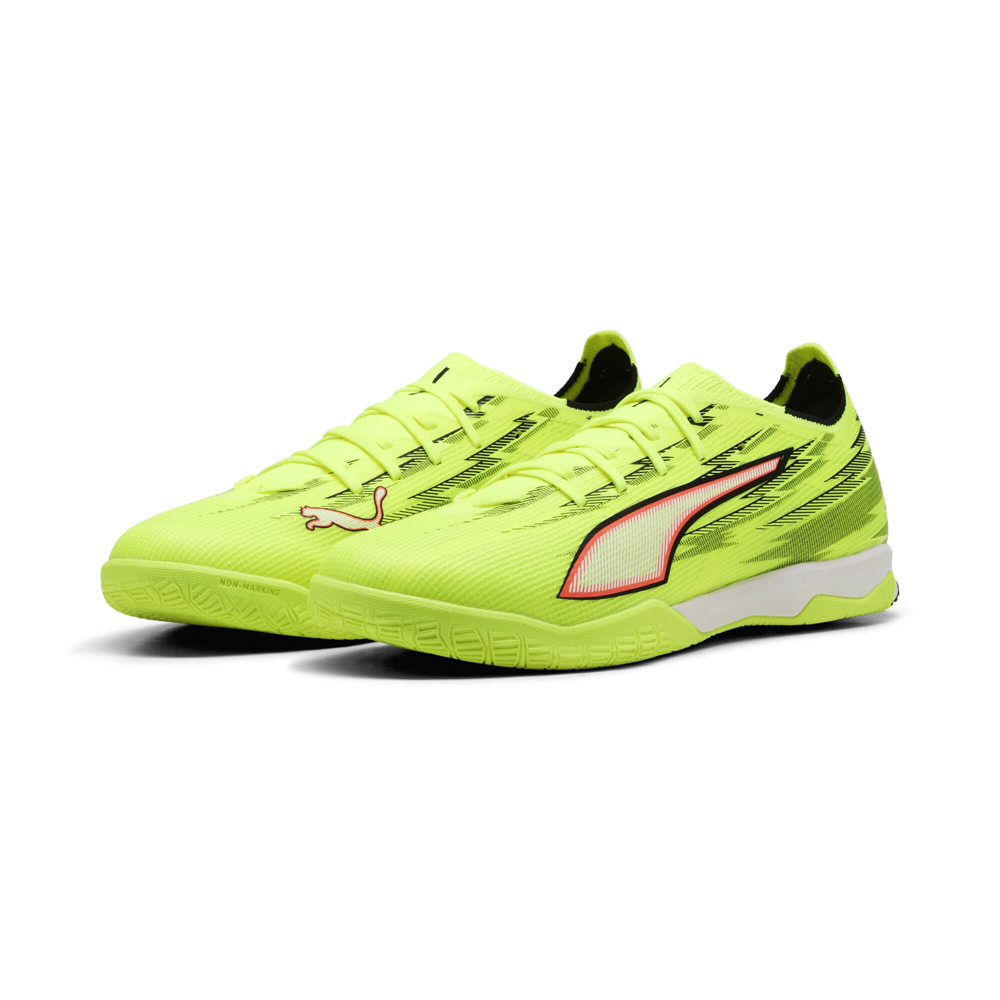 Fußballschuh PUMA "ULTRA 6 MATCH IT Fußballschuhe Erwachsene", Damen, Gr. 40, gelb alert schwarz glowing rot lime squeeze, Obermaterial: Synthetik, Textil; Futter: Synthetik, Textil; Innensohle: Textil; Laufsohle: Gummi, Schuhe Fußballschuh