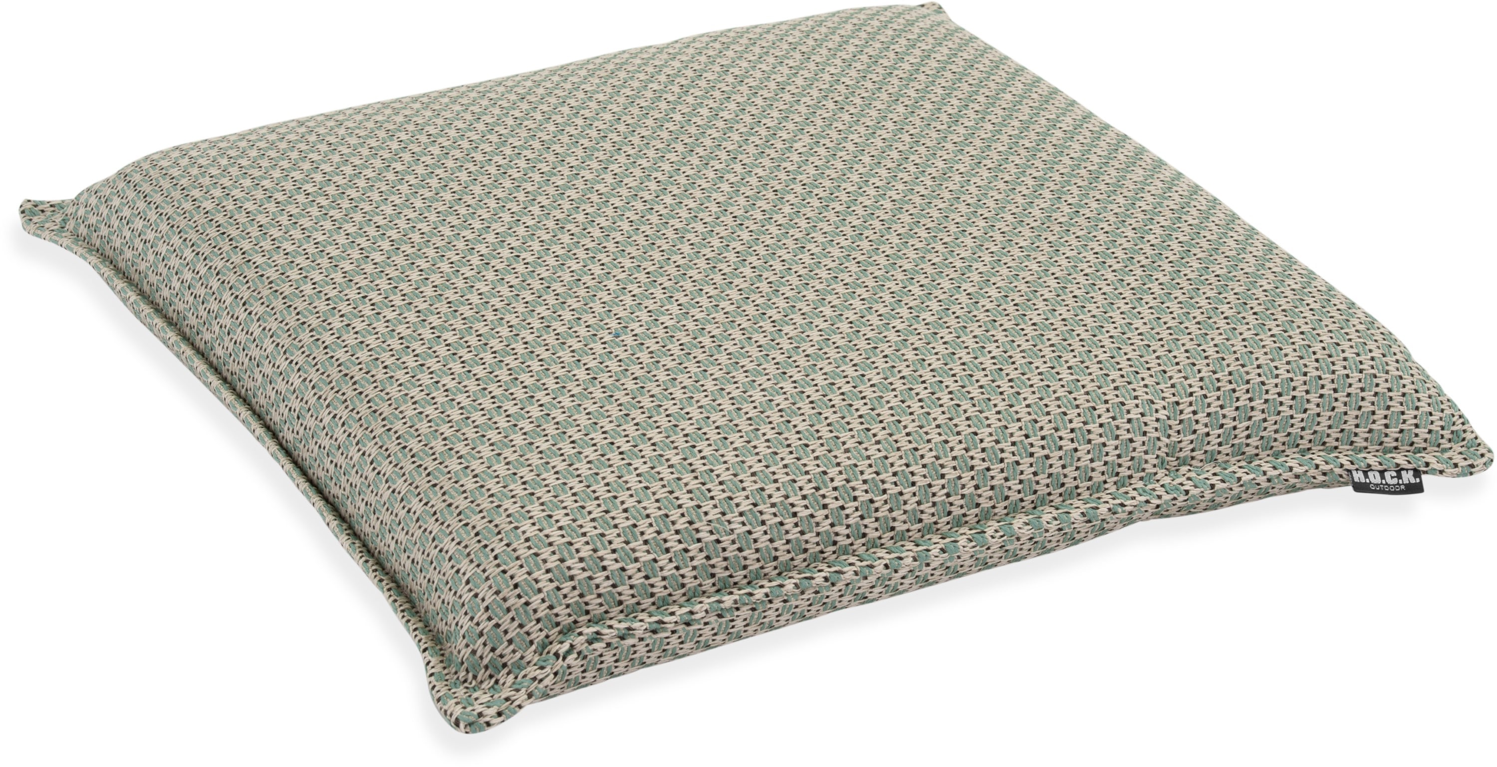 Sitzauflage H.O.C.K. "Linocea", grün (hellmint,pastellgrün), B:45cm H:6cm, Obermaterial: 100% Polypropylen, Polsterauflagen, Outdoor Sitzkissen, 40x40x6cm, Stuhlkissen, salbei mint, gemustert
