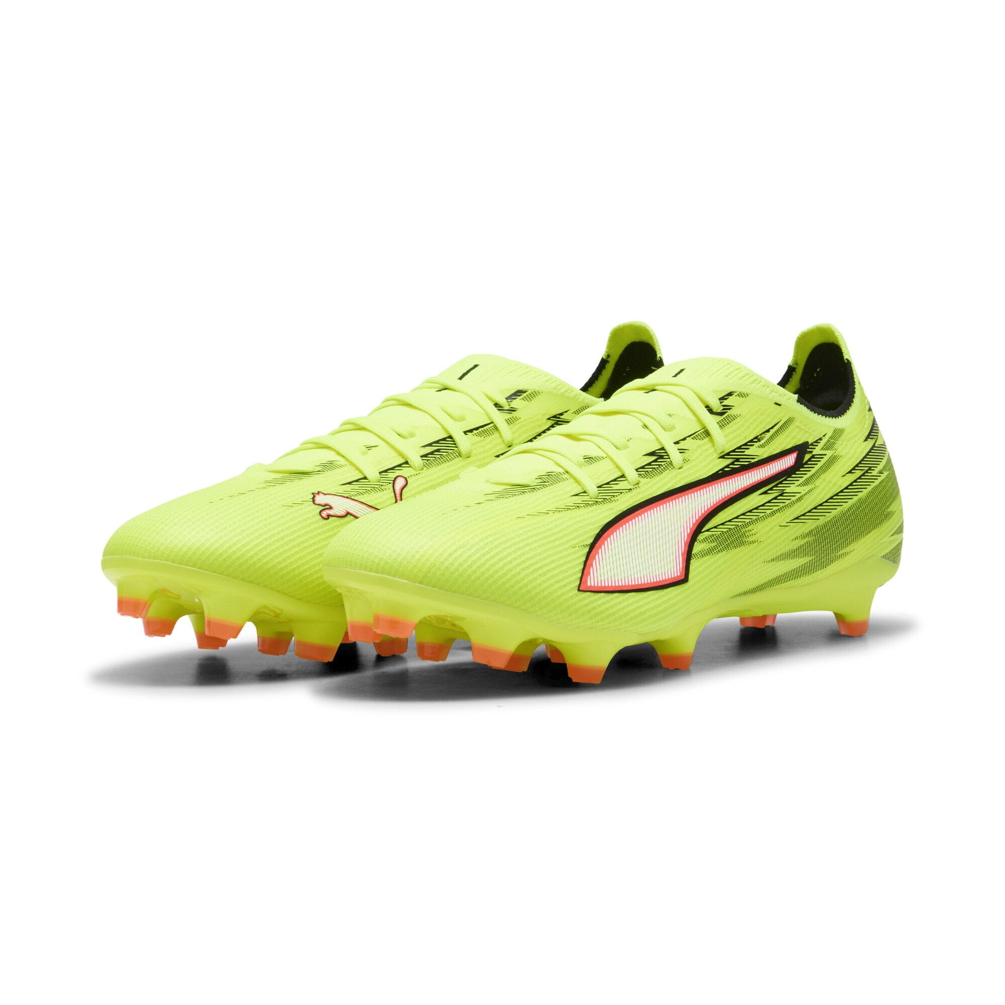 Fußballschuh PUMA "ULTRA 6 MATCH FG/AG Fußballschuhe Erwachsene", Damen, Gr. 39, gelb alert schwarz glowing rot lime squeeze, Obermaterial: Synthetik, Textil; Futter: Synthetik, Textil; Innensohle: Textil; Laufsohle: Synthetik, Schuhe Fußballschuh