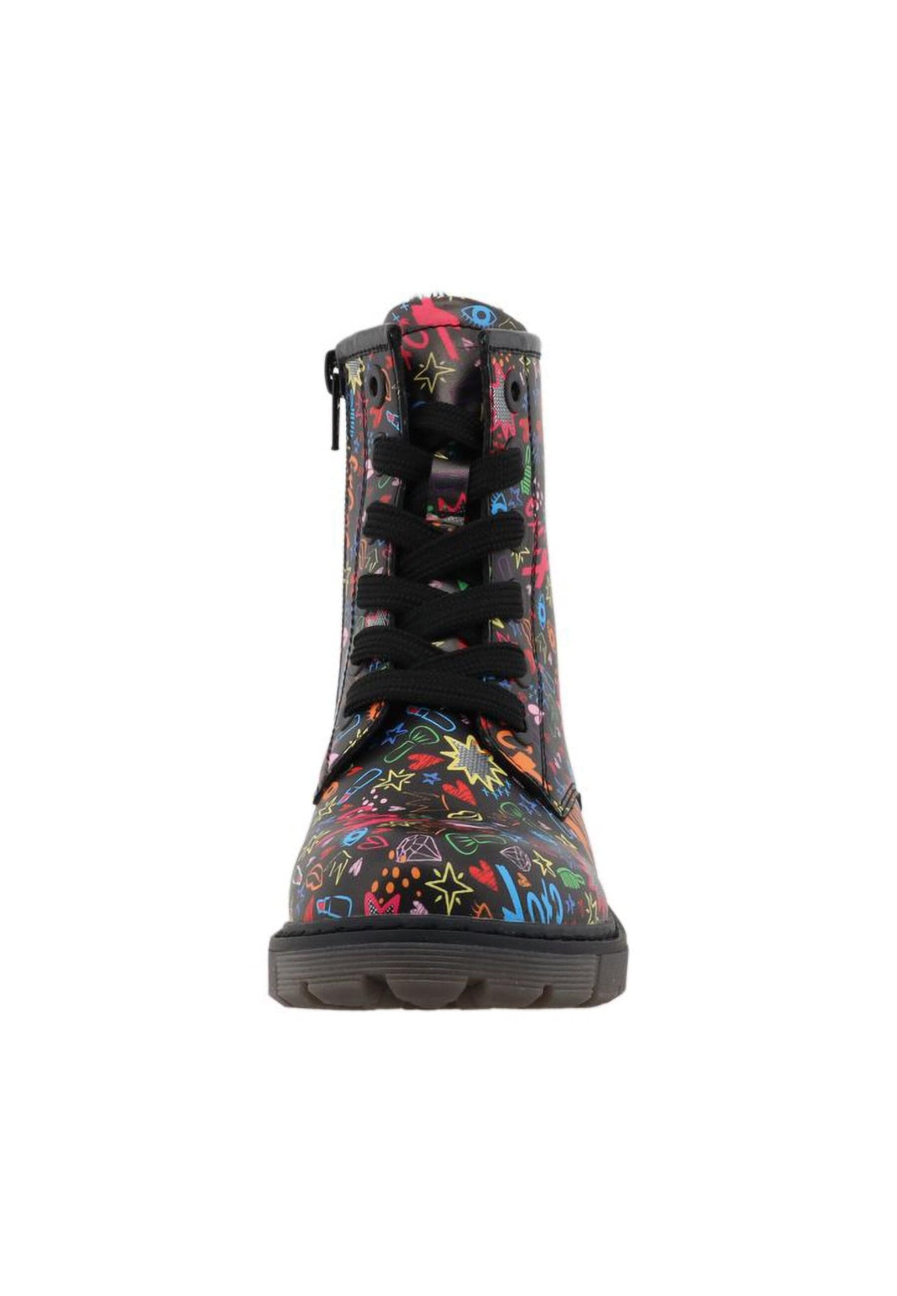 Stiefel TOM TAILOR "Tom Tailor Tall Boots", Damen, Gr. 31, schwarz multicolor, Polyurethan, Schuhe Stiefel