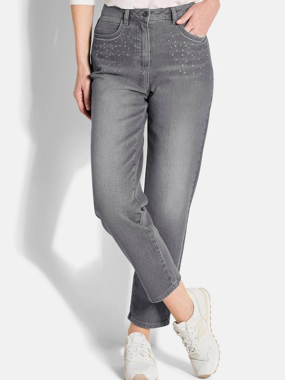 Goldner Stretchjeans Damen grau, 50 Image