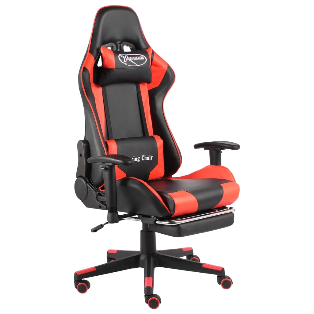 vidaXL Gaming-Stuhl mit Fußstütze Drehbar Rot PVC Image