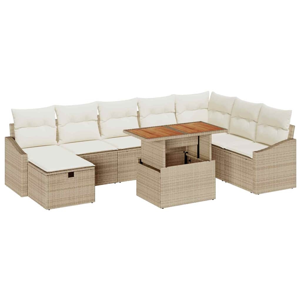 vidaXL Garten-Sofa-Set 9 pcs Beige Poly-Rattan Image